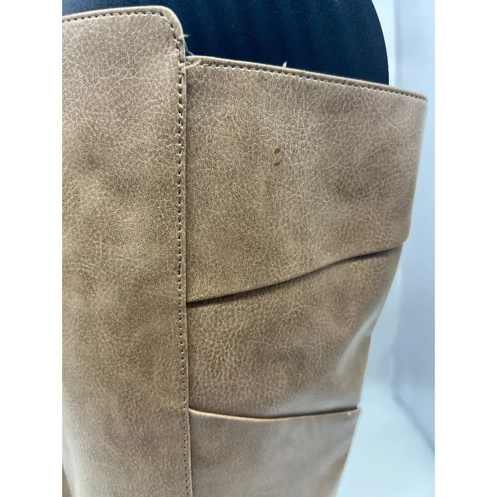 Lower East Side Knee‎ High Boots Y2K Boho Minimalist Tan Faux Leather 7.5M